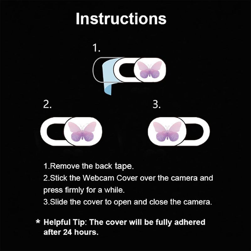IMNEXT2U Webcam Cover Slide 6 Packs Ultra-Thin Camera Covers for Computer Laptop Desktop Smartphone to Protect Your Privacy and Security, Butterfly - Image 5